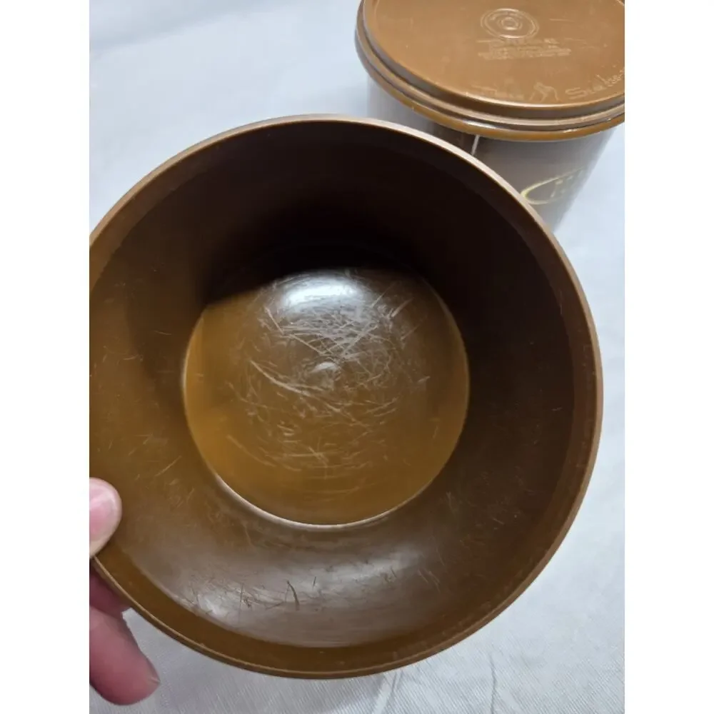 Vintage Tupperware Brown Coffee & Tea Container Set with Brown Lids